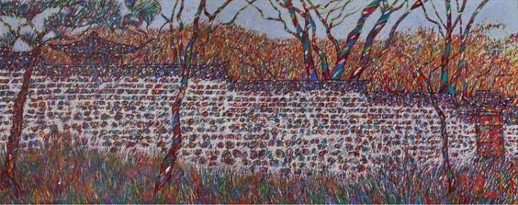 [담(秘苑)] 1986, 캔버스에 유화 물감, 208×504cm, 외교부 주미국 대한민국대사관